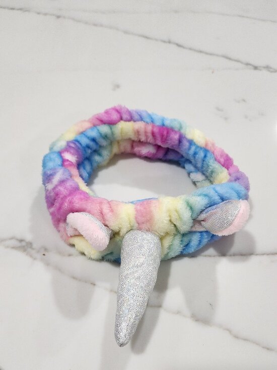 Girls Kids Unicorn Hooded Robe with Matching Headband & sleep mask - Picture 3 of 4